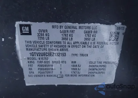 2014 GMC Sierra 1500 Sle z USA, uszkodzony, nr VIN 1GTV2UEC8EZ132193